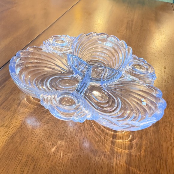 Cambridge Glass Caprice Moonlight Blue Divided Relish Dish Vintage - Picture 3 of 13